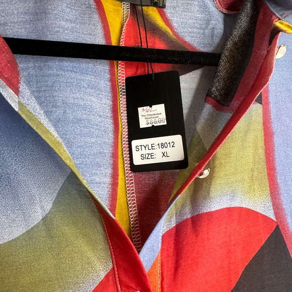 NWT! Radzoli women pearl button down sheer colorful artsy 100% cotton top sz XL - Picture 5 of 8